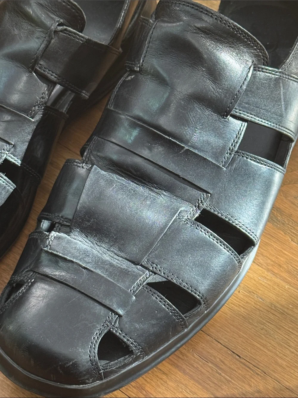 Cole Haan Men's Black Leather Sandals 13